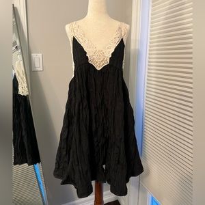 Shop the Trends | Black Sundress with White Crochet Detail | Large